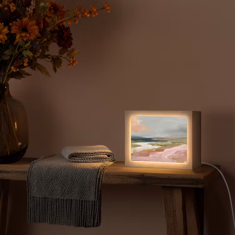 Lightbox - Wandlamp - Landschap - Rivier - Abstract - Roze - Groen — 5