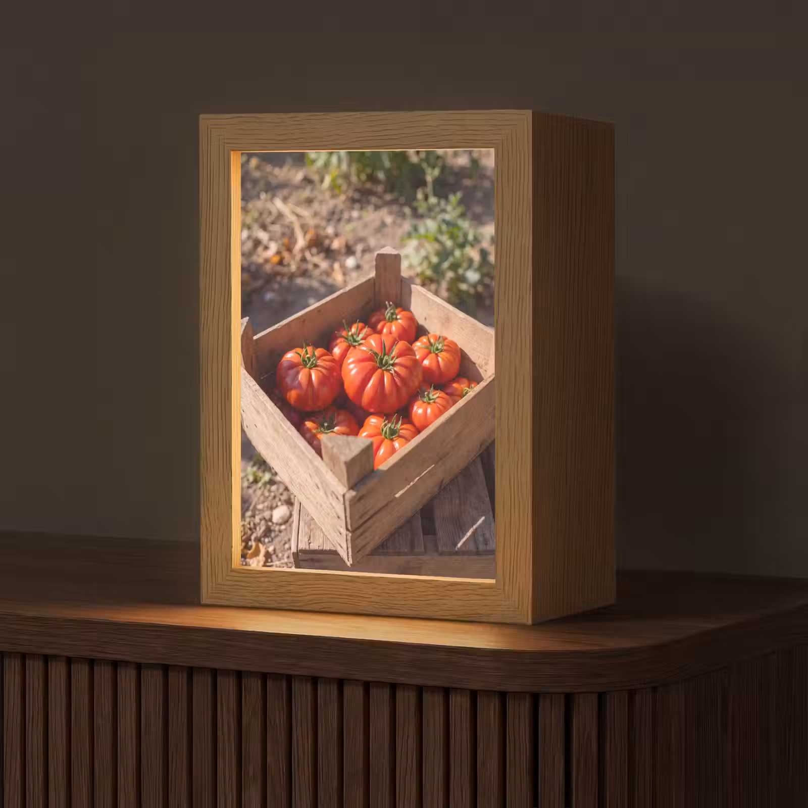 Gepersonaliseerde Lightbox - Tomaat - Houten - Kist — 1