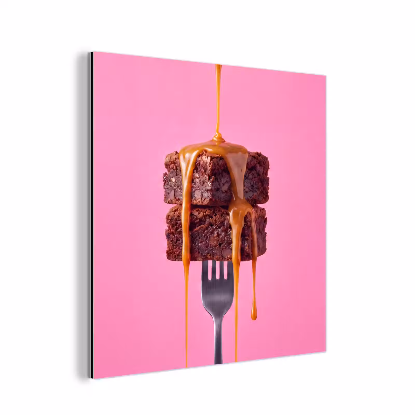 Aluminium schilderij - Brownie - Karamel - Eten — 1