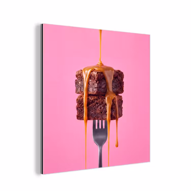 Aluminium schilderij - Brownie - Karamel - Eten — 1
