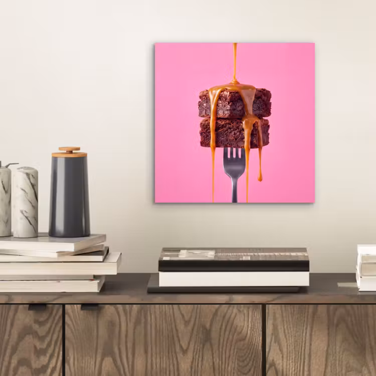 Aluminium schilderij - Brownie - Karamel - Eten — 2