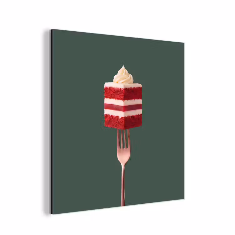 Aluminium schilderij - Cake - Vork - Rood — 1