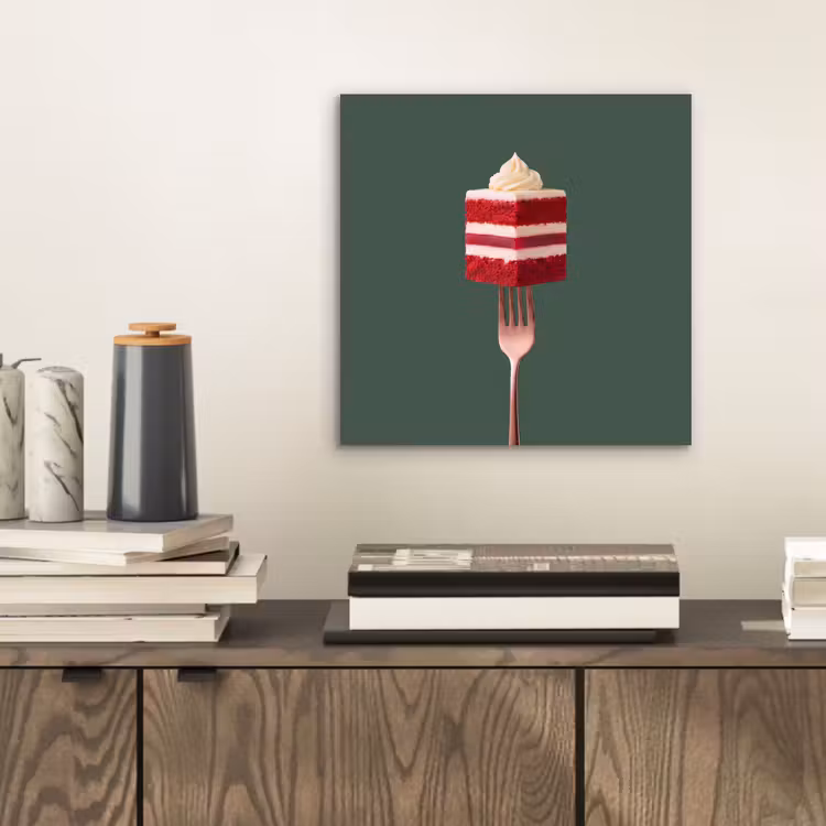 Aluminium schilderij - Cake - Vork - Rood — 2