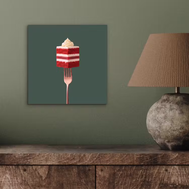 Aluminium schilderij - Cake - Vork - Rood — 3