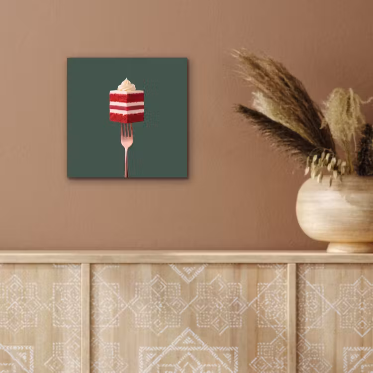 Aluminium schilderij - Cake - Vork - Rood — 5