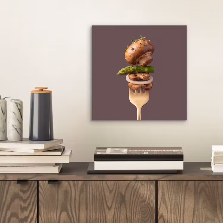 Aluminium schilderij - Eten - Gestapeld - Vork — 2