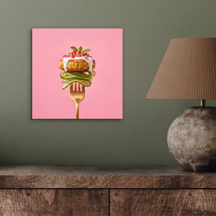 Aluminium schilderij - Eten - Vork - Roze — 3
