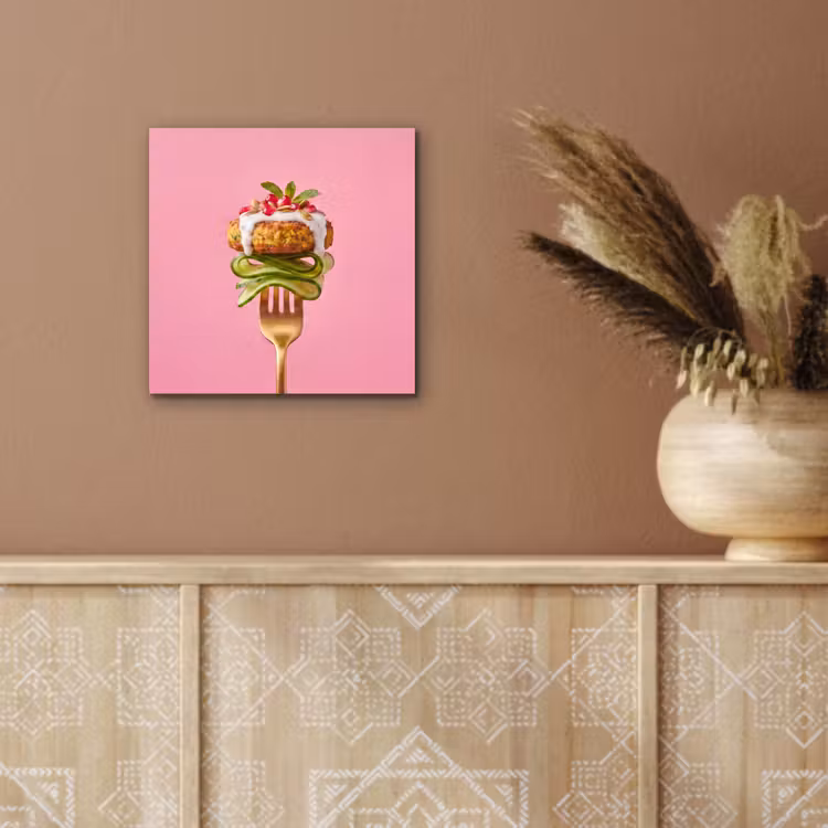Aluminium schilderij - Eten - Vork - Roze — 5