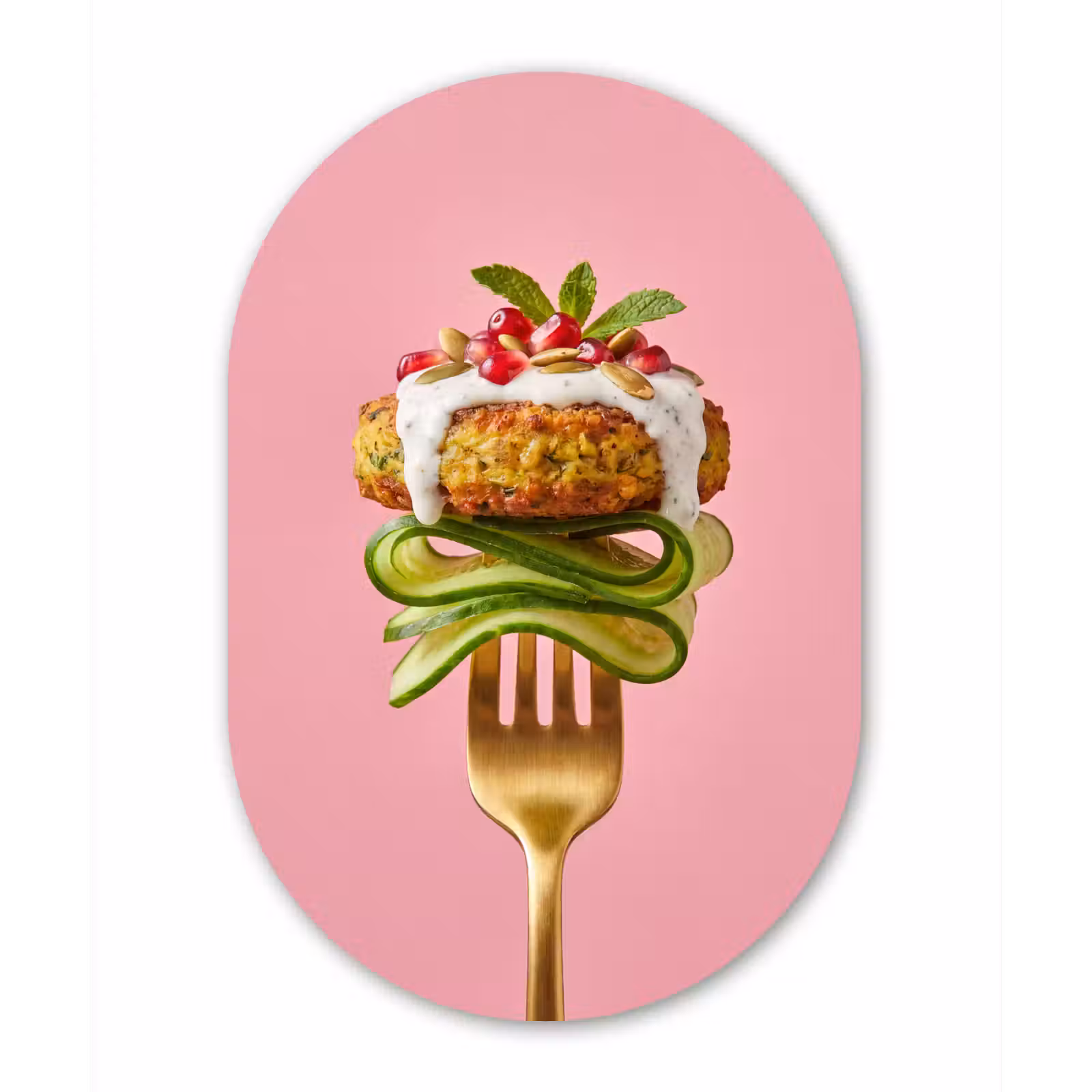 Muurovaal aluminium - Eten - Vork - Roze — 1