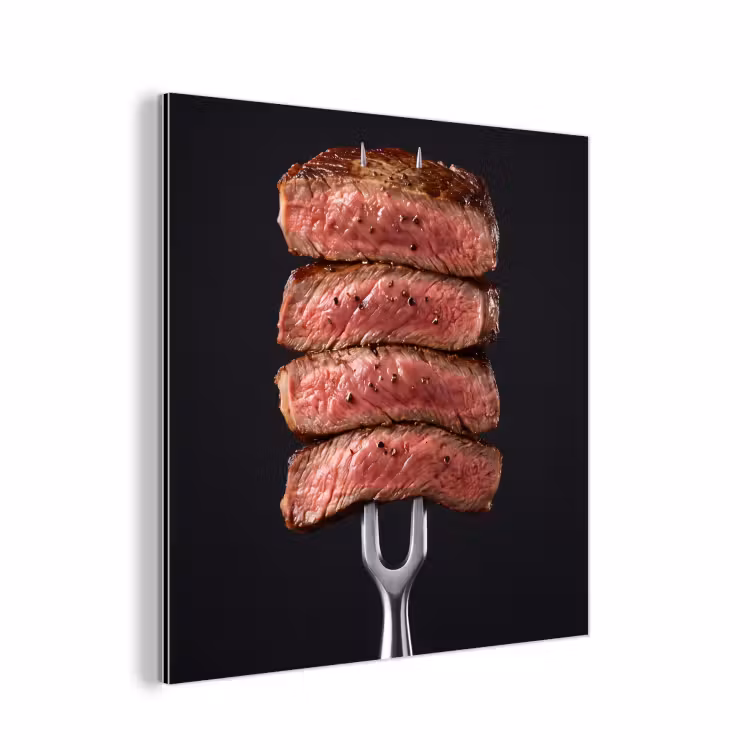 Aluminium schilderij - Eten - Rosé - Vork — 1