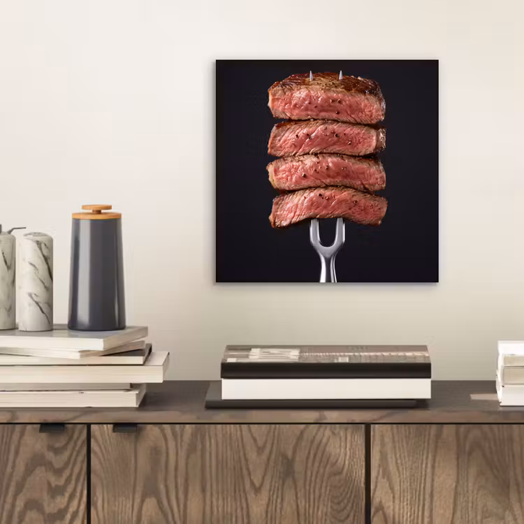 Aluminium schilderij - Eten - Rosé - Vork — 2