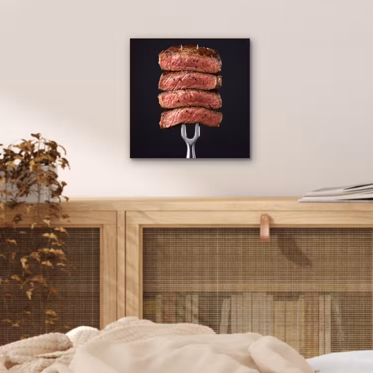 Aluminium schilderij - Eten - Rosé - Vork — 4