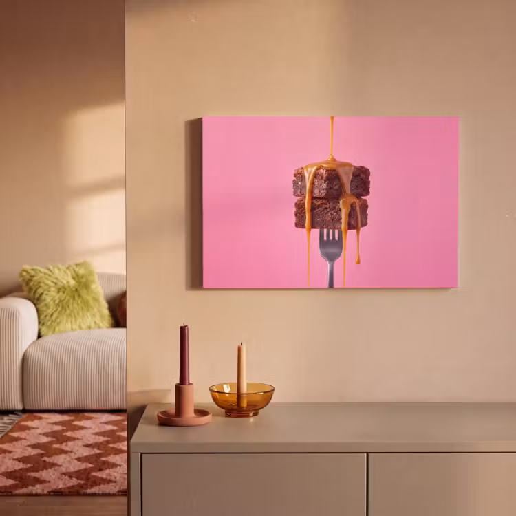 Canvas schilderij - Brownie - Karamel - Eten — 1