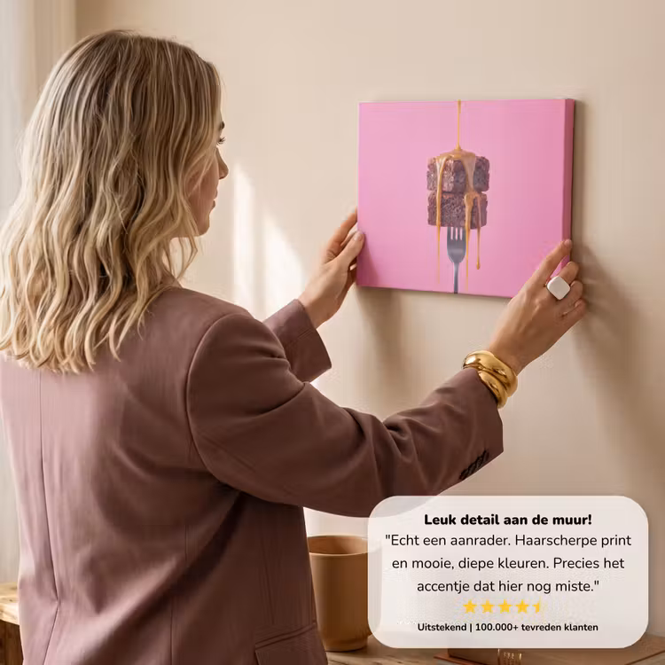 Canvas schilderij - Brownie - Karamel - Eten — 2