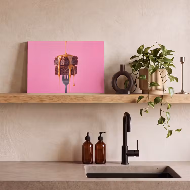 Canvas schilderij - Brownie - Karamel - Eten — 3