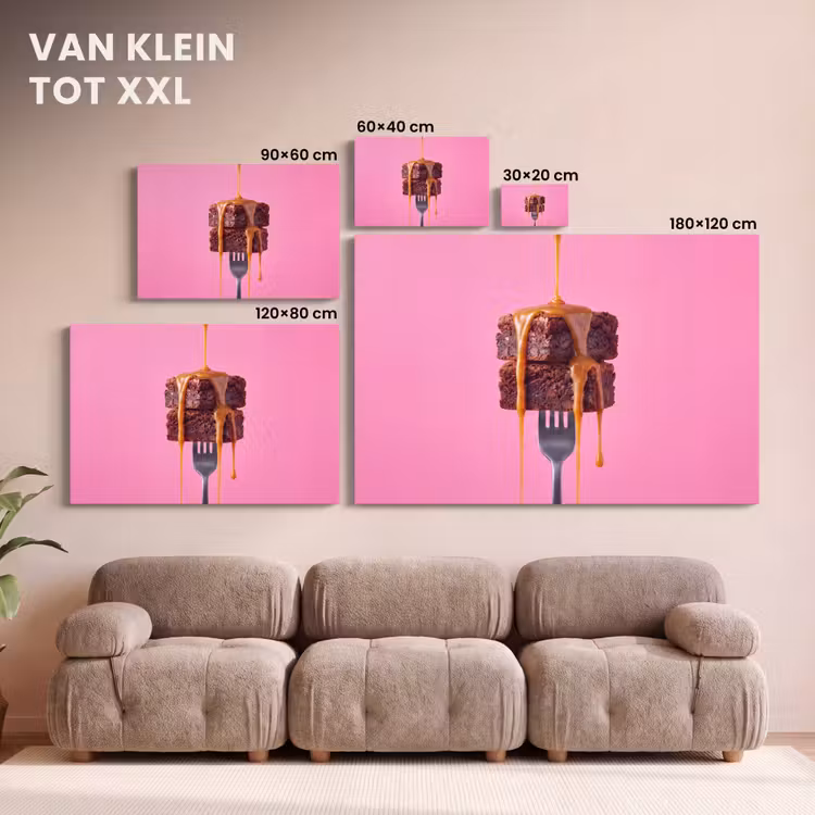 Canvas schilderij - Brownie - Karamel - Eten — 7