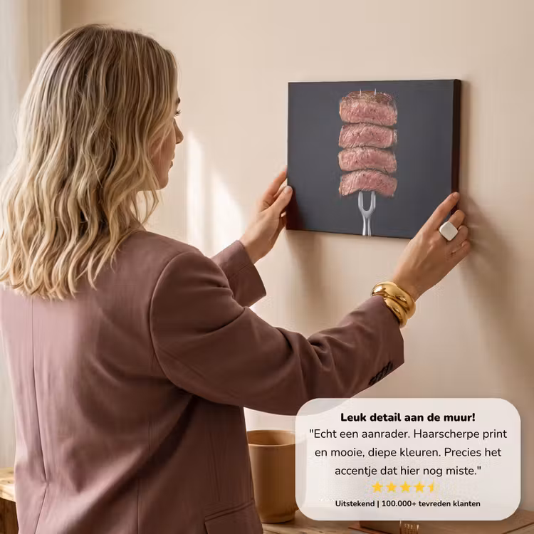Canvas schilderij - Eten - Rosé - Vork — 2