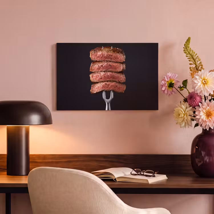 Canvas schilderij - Eten - Rosé - Vork — 5