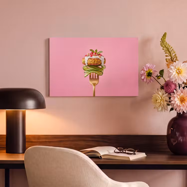 Canvas schilderij - Eten - Vork - Roze — 5