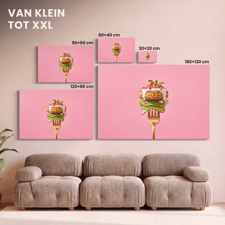 Canvas schilderij - Eten - Vork - Roze — 7