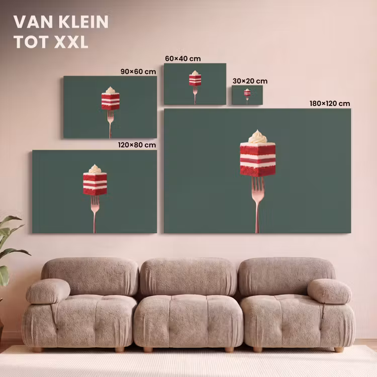 Canvas schilderij - Cake - Vork - Rood — 7