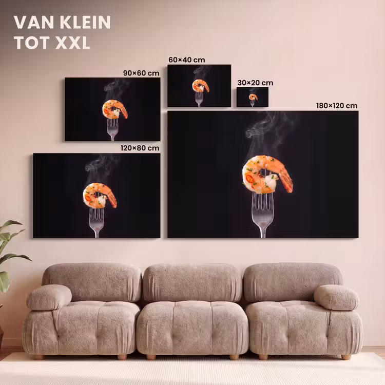 Canvas schilderij - Eten - Garnaal - Vork — 7