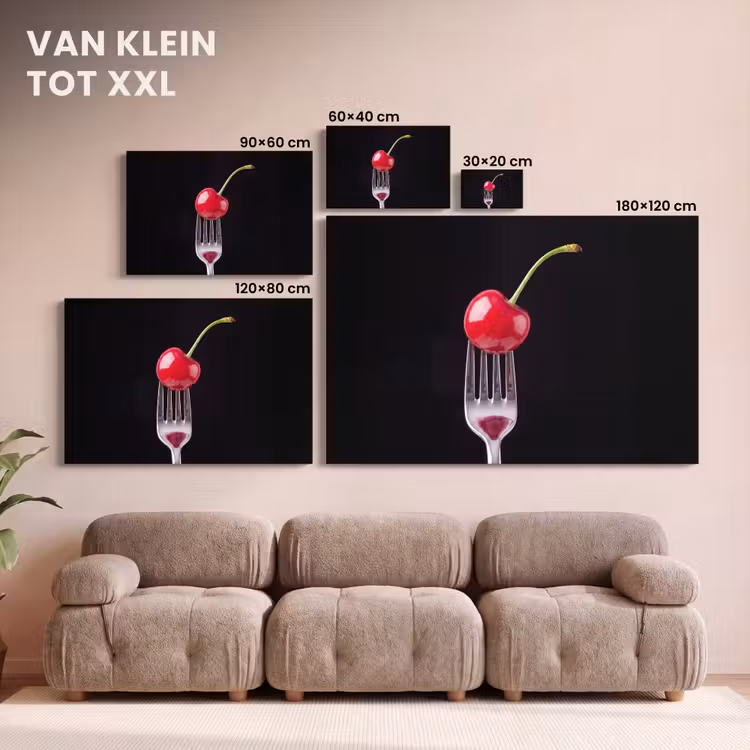 Canvas schilderij - Rode kers - Vork — 7