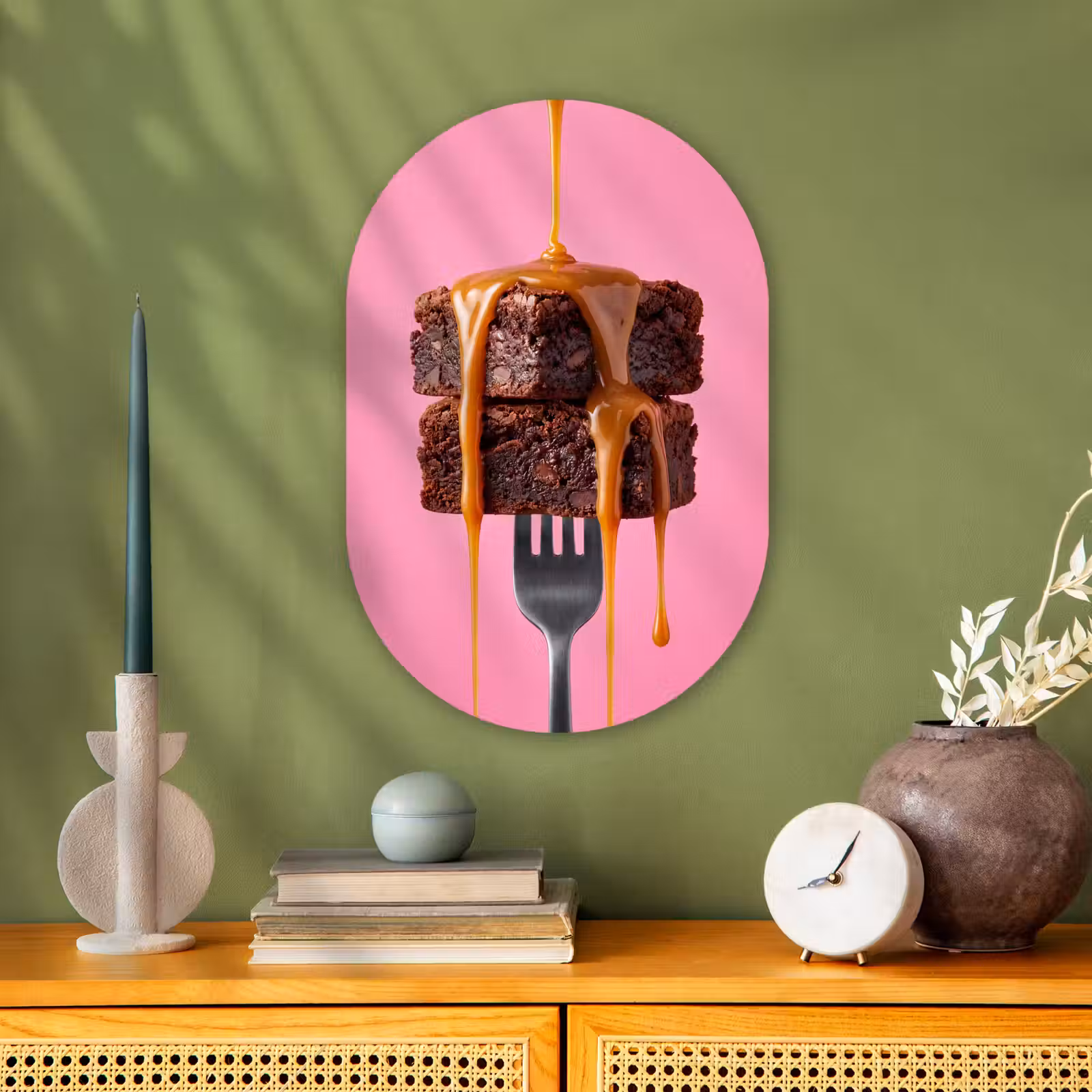 Muurovaal - Kunststof - Brownie - Karamel - Eten — 1