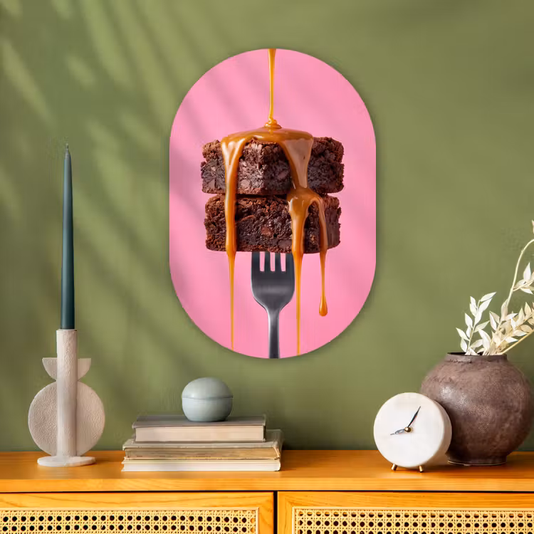 Muurovaal - Kunststof - Brownie - Karamel - Eten — 1