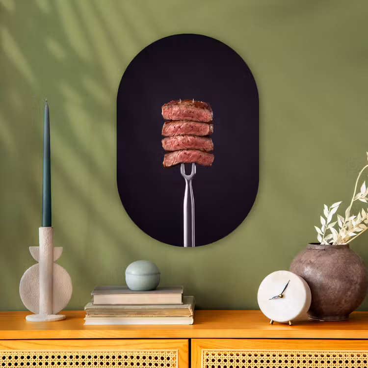 Muurovaal - Kunststof - Eten - Rosé - Vork — 1