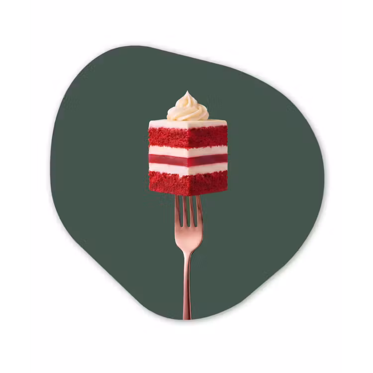 Organisch schilderij - Forex - Cake - Vork - Rood — 1