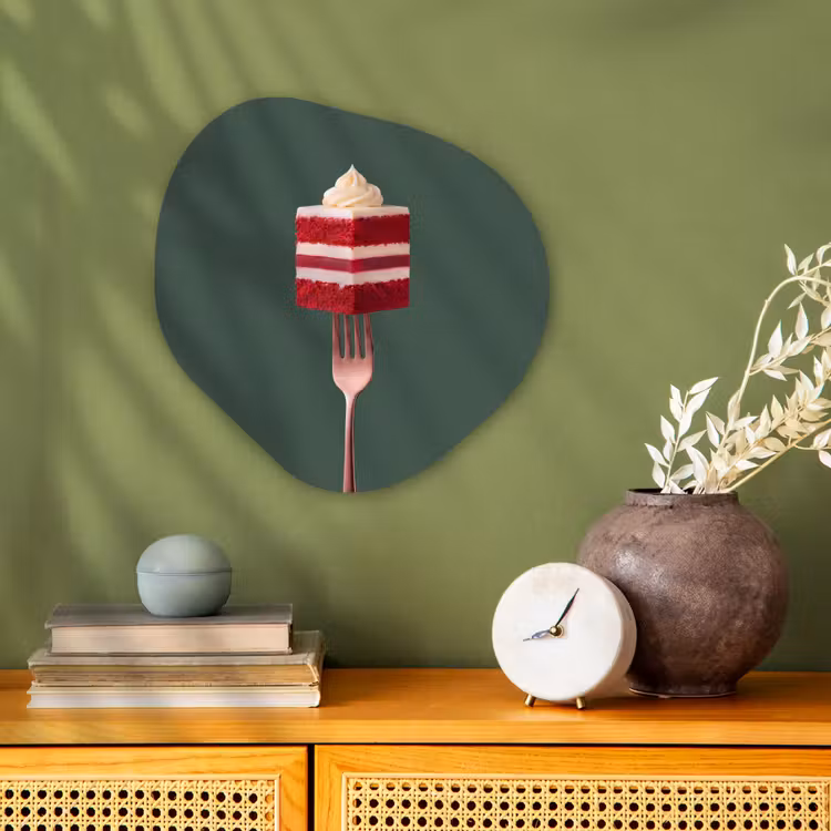 Organisch schilderij - Forex - Cake - Vork - Rood — 2