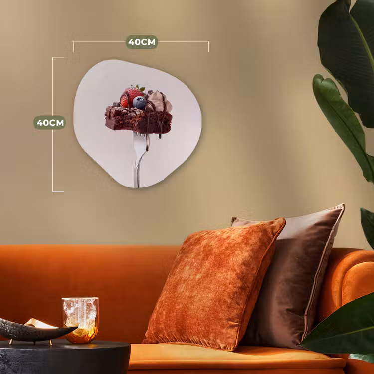 Organisch schilderij - Forex - Vork - brownie - aardbei — 4