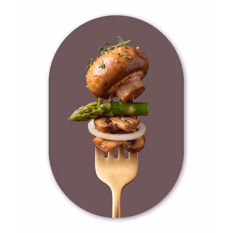 Muurovaal - Glas - Eten - Gestapeld - Vork — 1