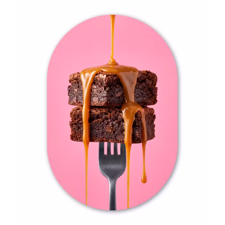 Muurovaal - Glas - Brownie - Karamel - Eten — 1