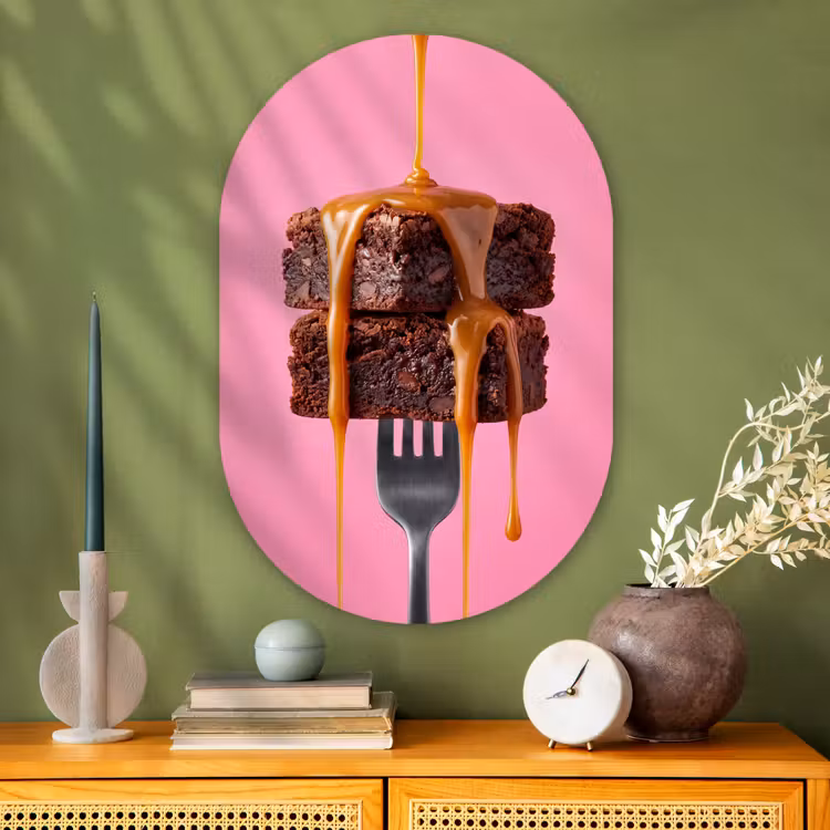 Muurovaal - Glas - Brownie - Karamel - Eten — 2