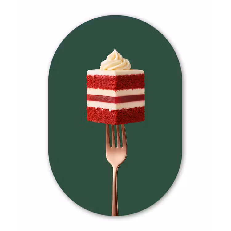 Muurovaal - Glas - Cake - Vork - Rood — 1