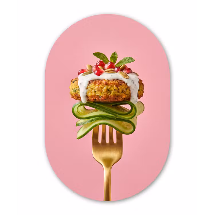 Muurovaal - Glas - Eten - Vork - Roze — 1