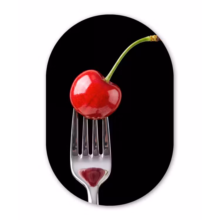 Muurovaal - Glas - Rode kers - Vork — 1