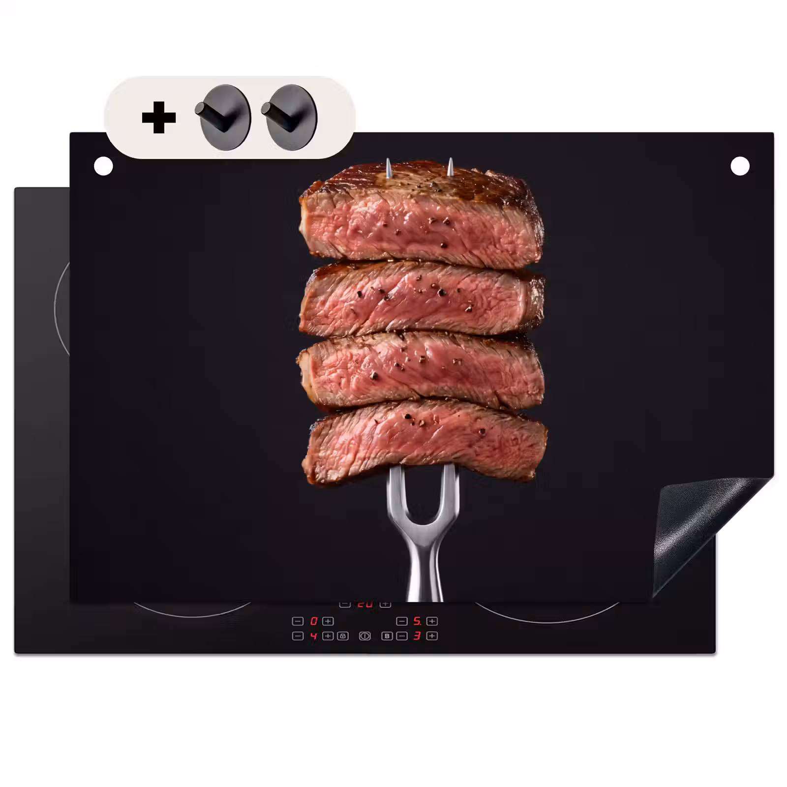 Inductie beschermer en spatscherm (2in1) - Eten - Rosé - Vork — 1