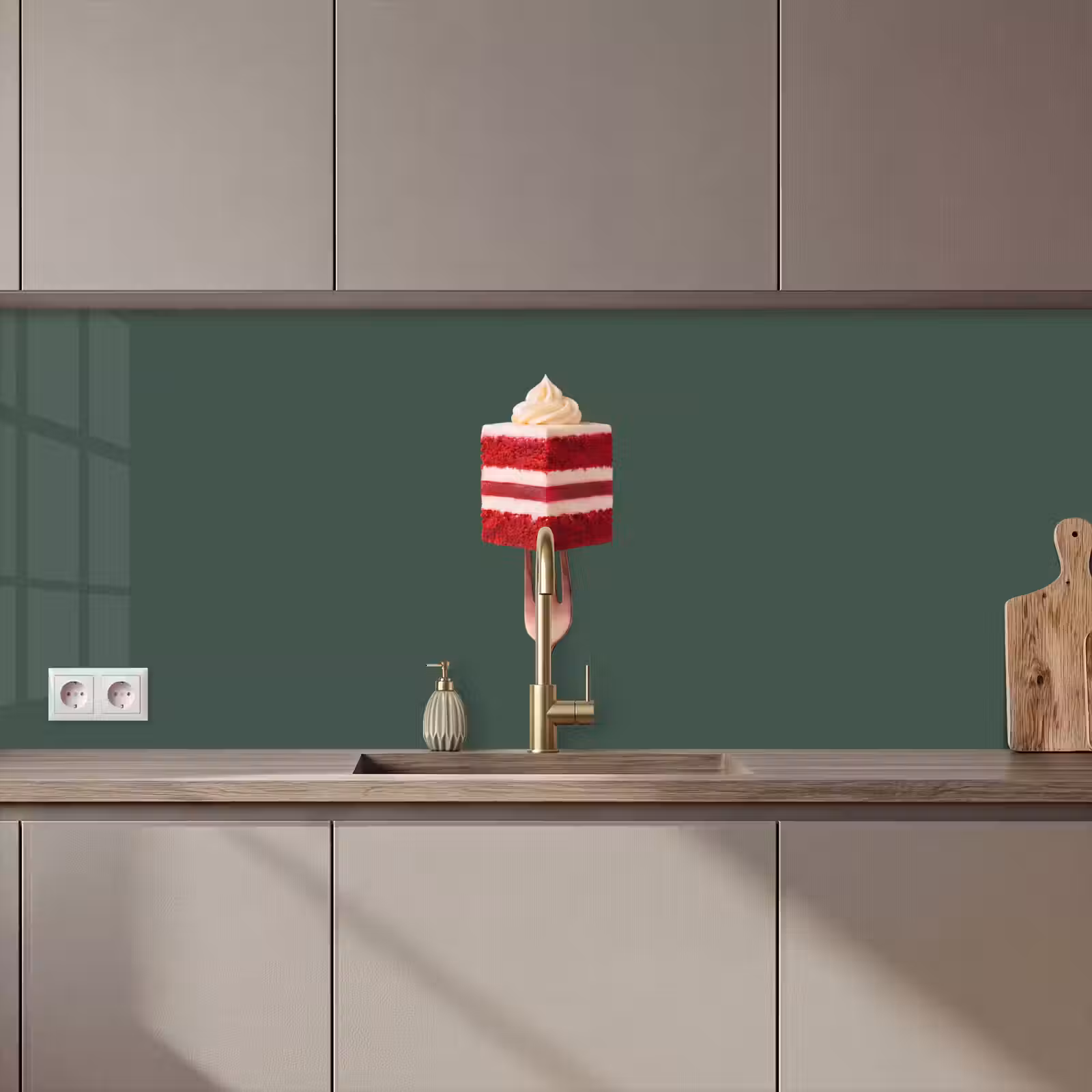 Keuken achterwand - Cake - Vork - Rood — 1
