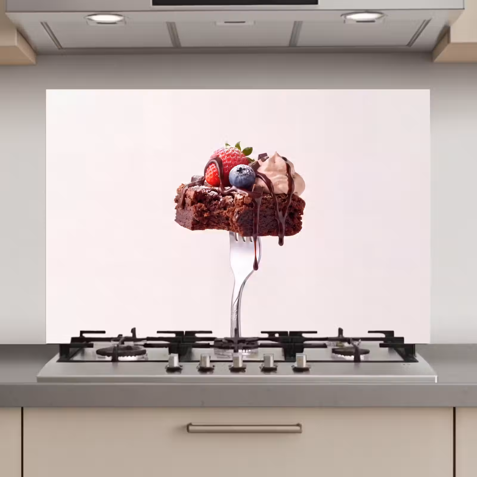 Keuken achterwand - Vork - brownie - aardbei — 1