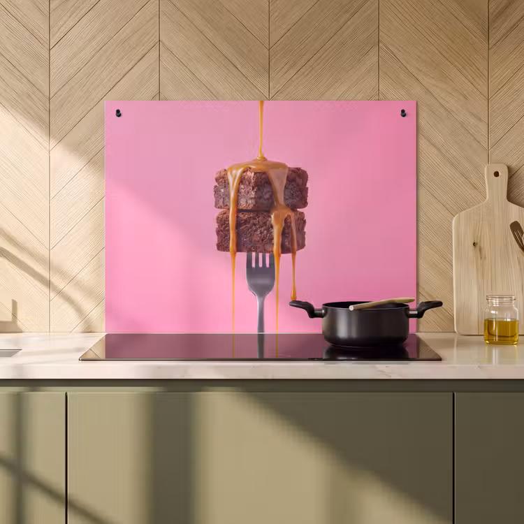 Inductie beschermer en spatscherm (2in1) - Brownie - Karamel - Eten — 2