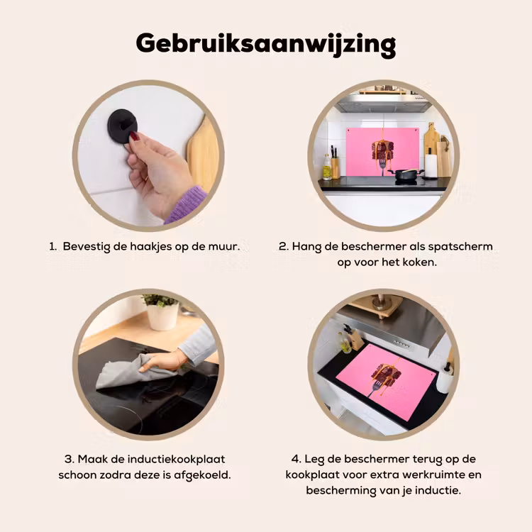 Inductie beschermer en spatscherm (2in1) - Brownie - Karamel - Eten — 6