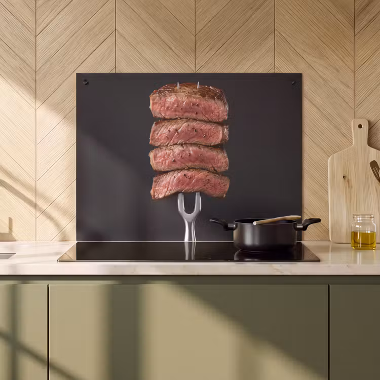 Inductie beschermer en spatscherm (2in1) - Eten - Rosé - Vork — 2