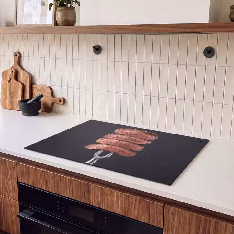 Inductie beschermer en spatscherm (2in1) - Eten - Rosé - Vork — 3