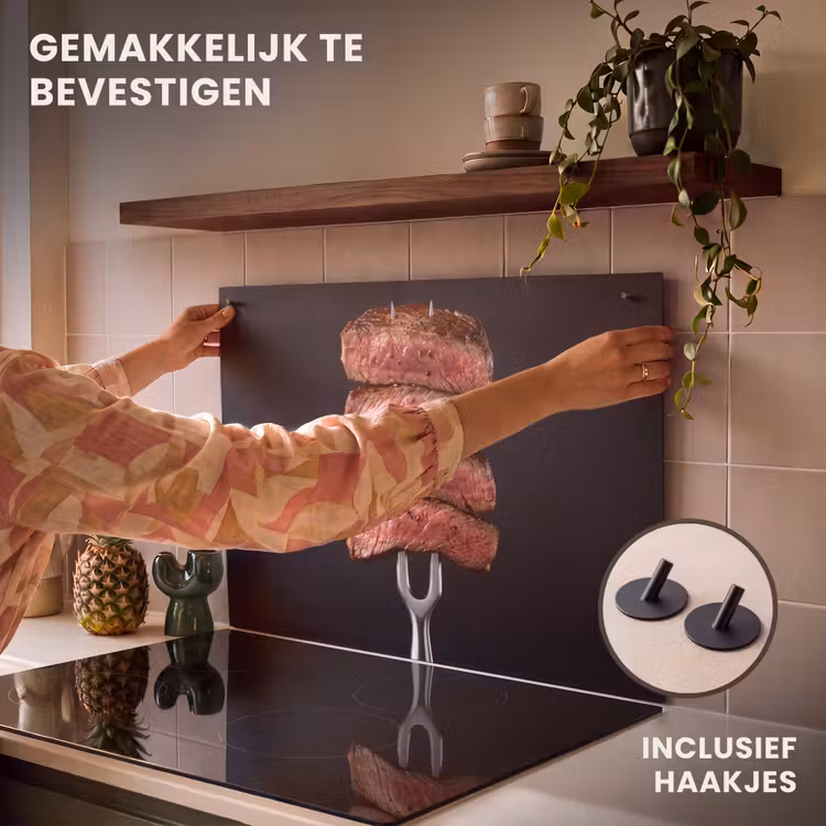 Inductie beschermer en spatscherm (2in1) - Eten - Rosé - Vork — 7
