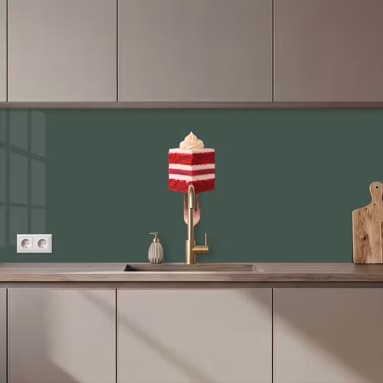 Keuken achterwand - Cake - Vork - Rood — 1