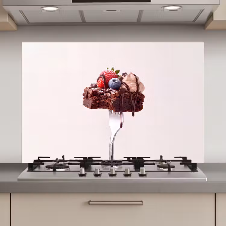 Keuken achterwand - Vork - brownie - aardbei — 1