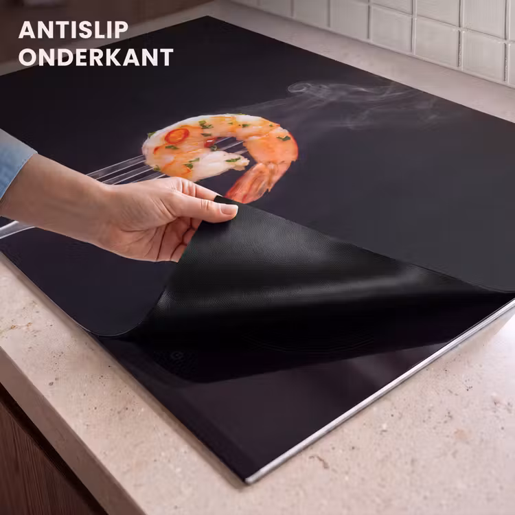 Inductie beschermer en spatscherm (2in1) - Eten - Garnaal - Vork — 4